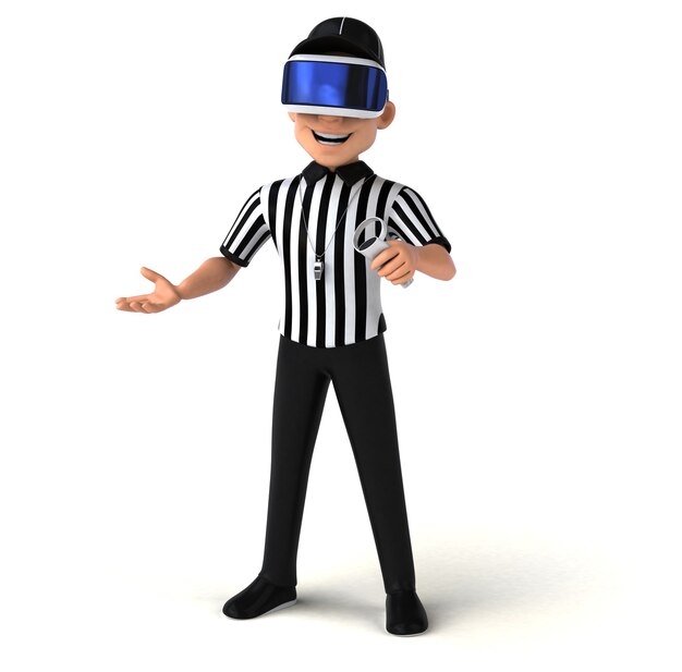 Fun Illustration of a referee with a VR Helmet