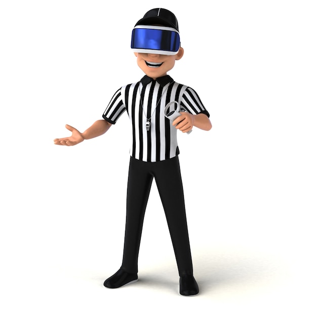 Fun Illustration of a referee with a VR Helmet