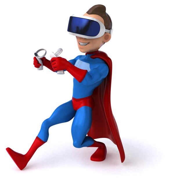 Fun Illustration of a superhero with a VR Helmet