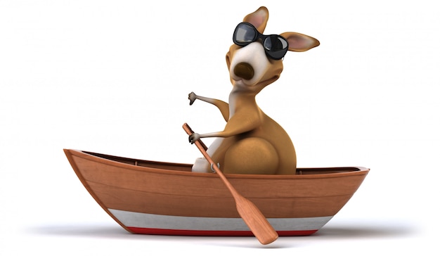 Fun kangaroo on boat