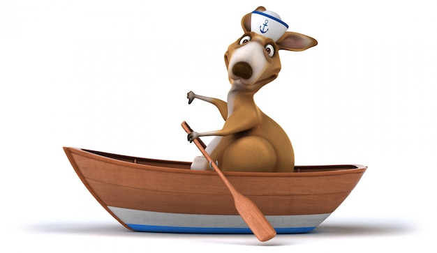 Веселый кенгуру на лодке