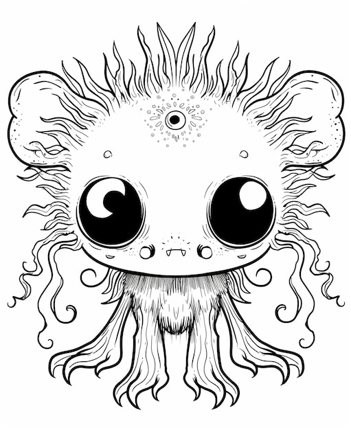 Fun Kawaii Creatures Coloring Page for Kids