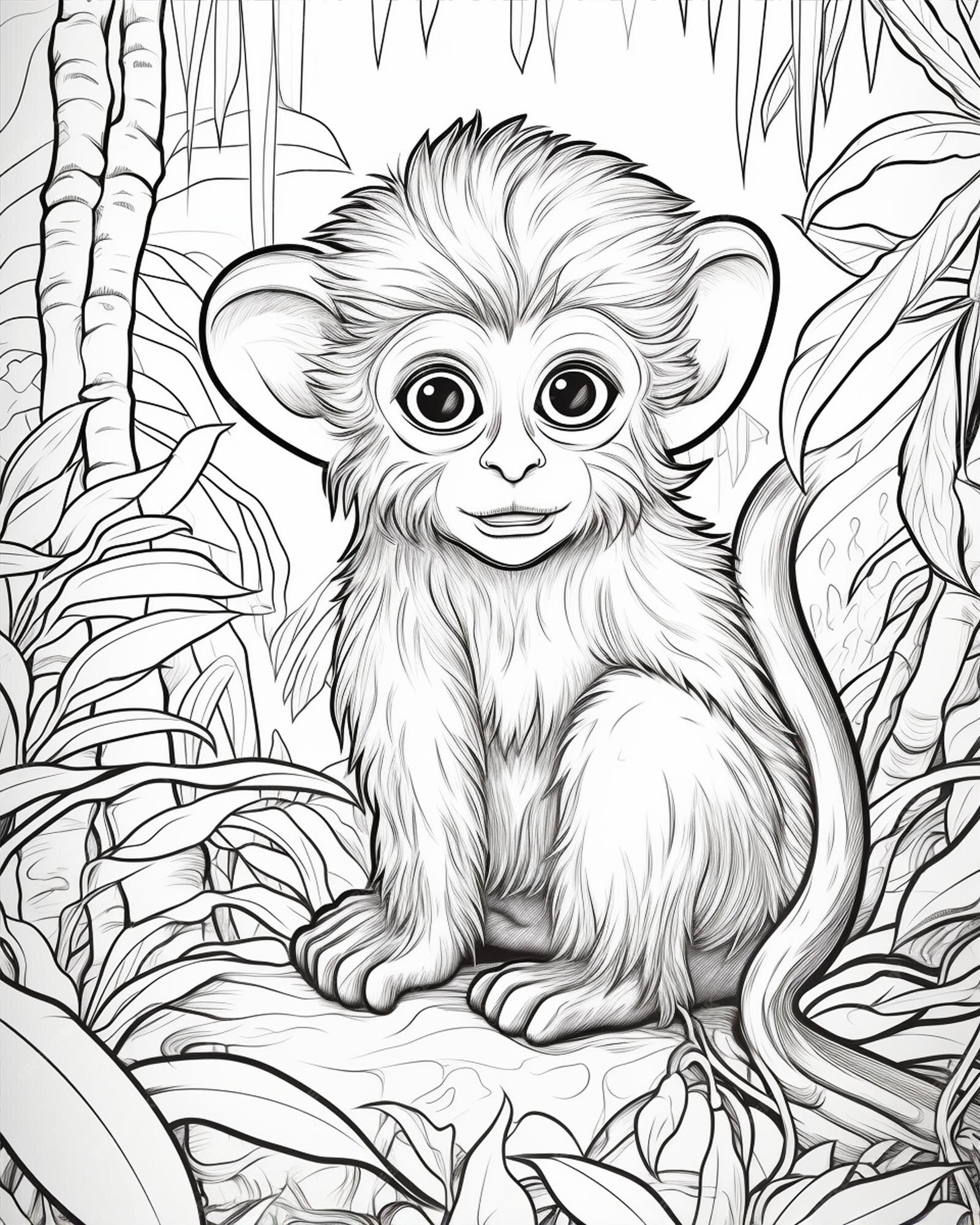 Premium Photo Fun Monkey Coloring Pages Free Printable