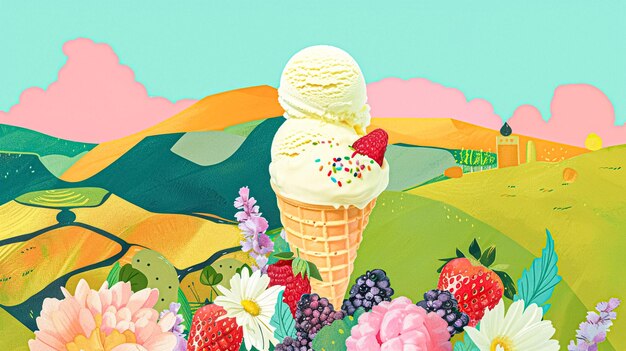 Photo fun oil fine art painting ice cream in english country style printable art design idea