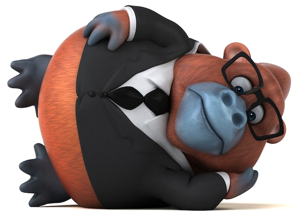 楽しいオランウータン-3Dイラストレーション