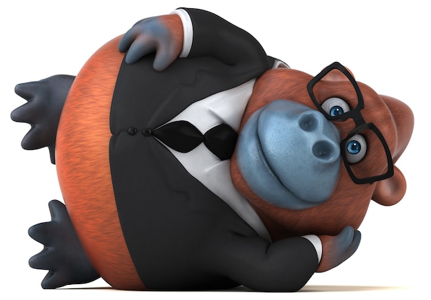 楽しいオランウータン-3Dイラストレーション