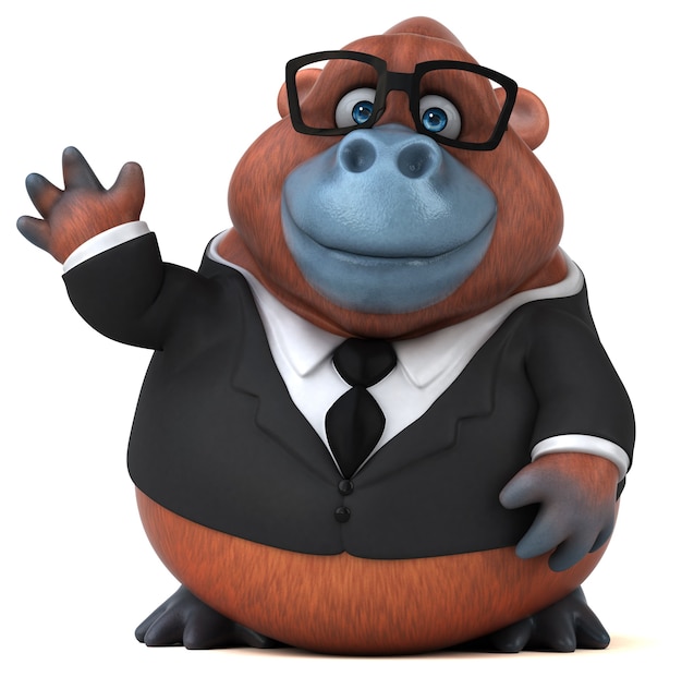 楽しいオランウータン-3Dイラストレーション