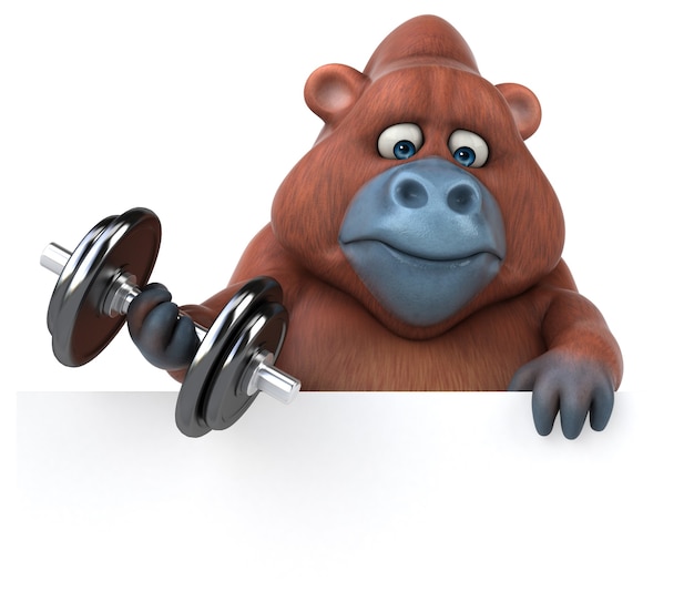 Забавный орангутанг - 3D иллюстрации