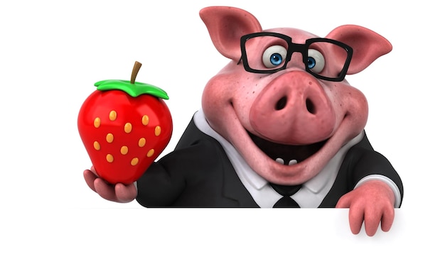 Photo fun pig 3d illustration