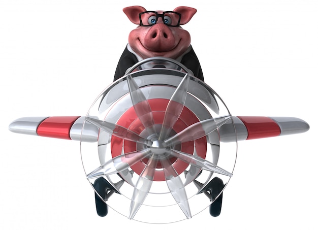 Веселая свинья - 3D иллюстрации