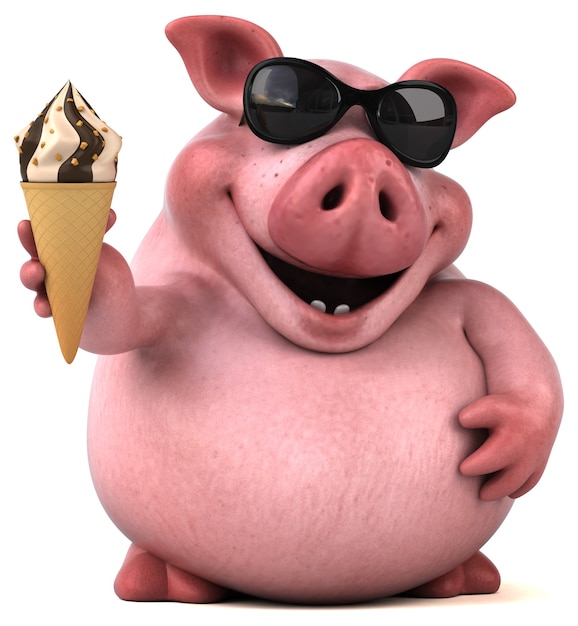 Photo fun pig - 3d illustration