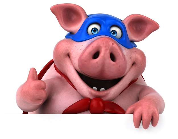 Забавная свинья - 3D иллюстрации