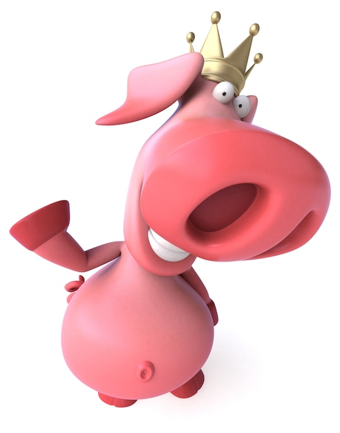 Photo fun pig with crown - 3d illustration