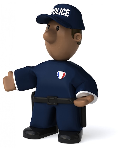 Fun policeman 3D Illustration