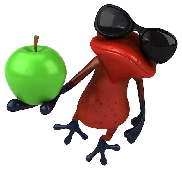 Fun red frog - 3D Illustration