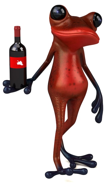 Веселая красная лягушка 3D Иллюстрация
