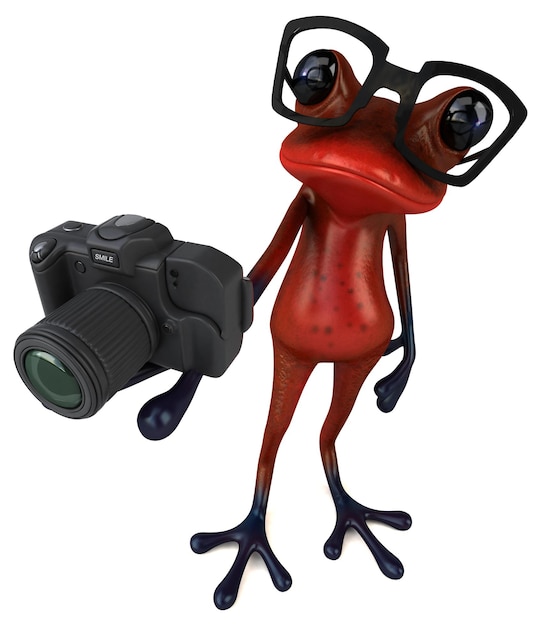 Fun red frog 3D Illustration