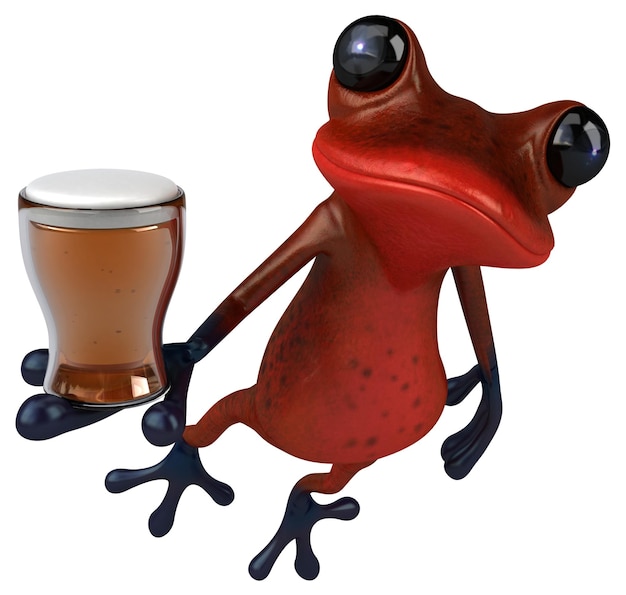 Fun red frog 3D Illustration