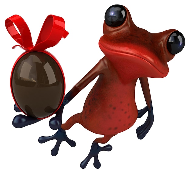 Fun red frog 3D Illustration