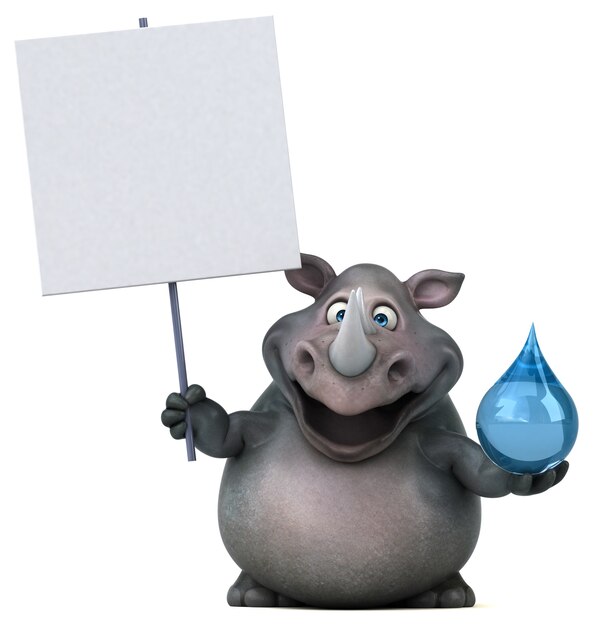 Fun rhinoceros - 3D Illustration isolated