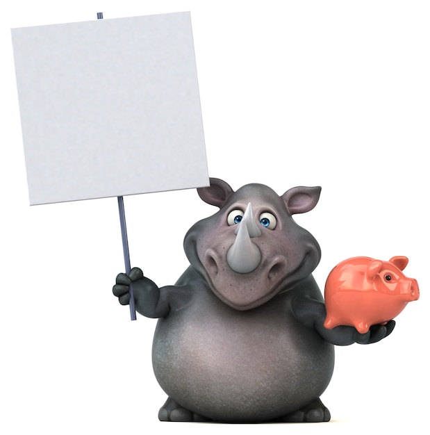 Fun rhinoceros - 3d illustration isolated