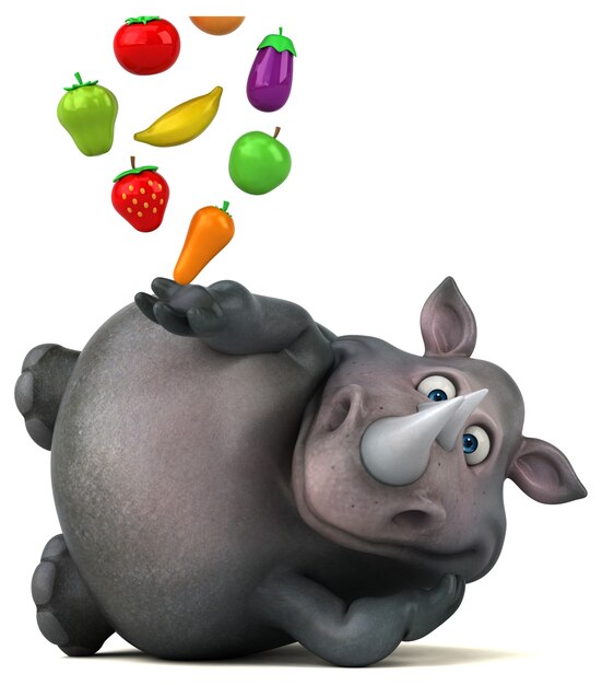 Забавный носорог - 3D Иллюстрация