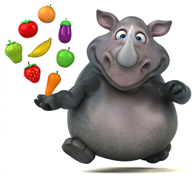 Rinoceronte divertente - illustrazione 3d