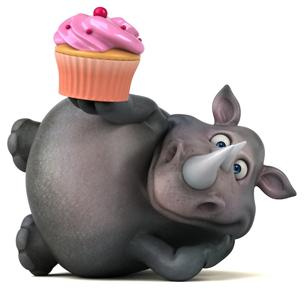 Fun rhinoceros - 3D Illustration