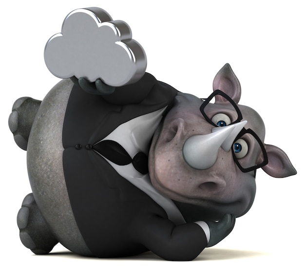 Забавный носорог - 3D иллюстрации
