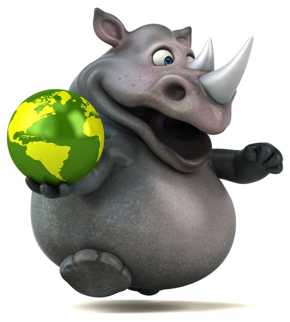 Забавный носорог 3D Иллюстрация