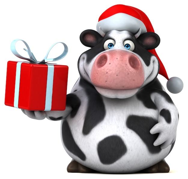 Забавная корова Санта - 3D иллюстрации