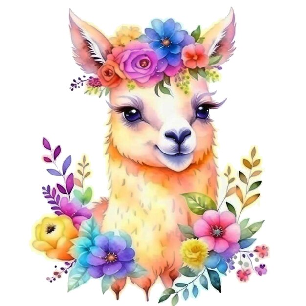 Fun and stylish llama watercolor print