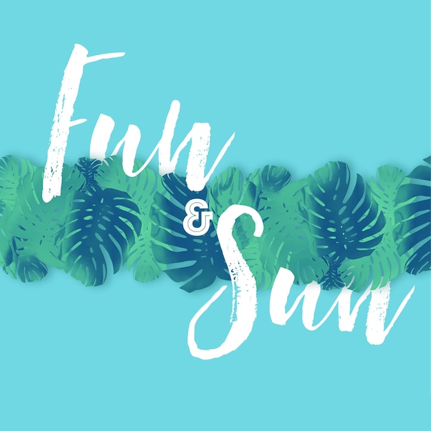 Fun and Sun tropical palm tree leaf background