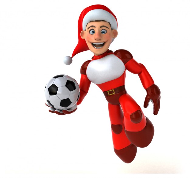 Fun Super Santa Claus with football ball