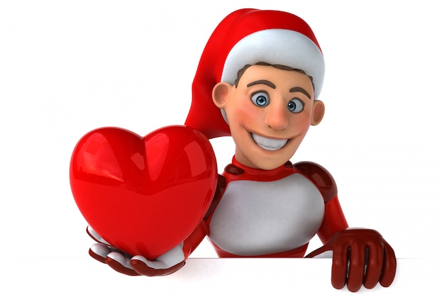 Fun Super Santa Claus with heart shape