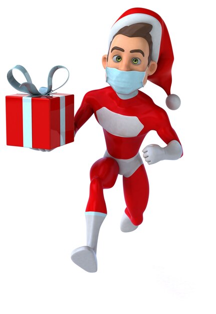 Fun super Santa Claus with a mask