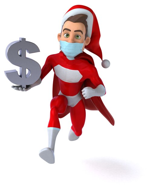 Fun super Santa Claus with a mask