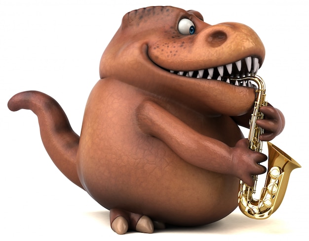 Fun Trex character isolated - 3D Illustration