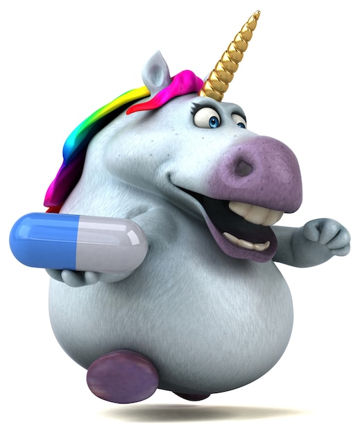 Fun unicorn - 3D Illustration