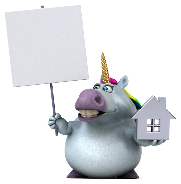 Fun unicorn - 3D Illustration