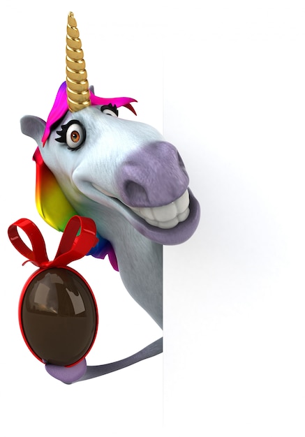 Fun unicorn 3D Illustration