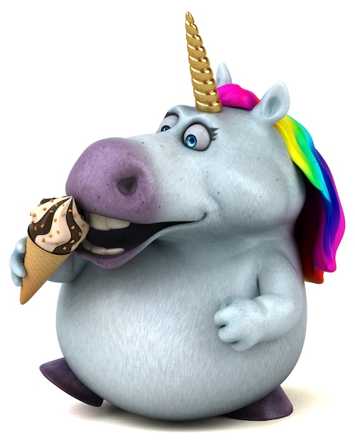 Fun unicorn - 3D Illustration