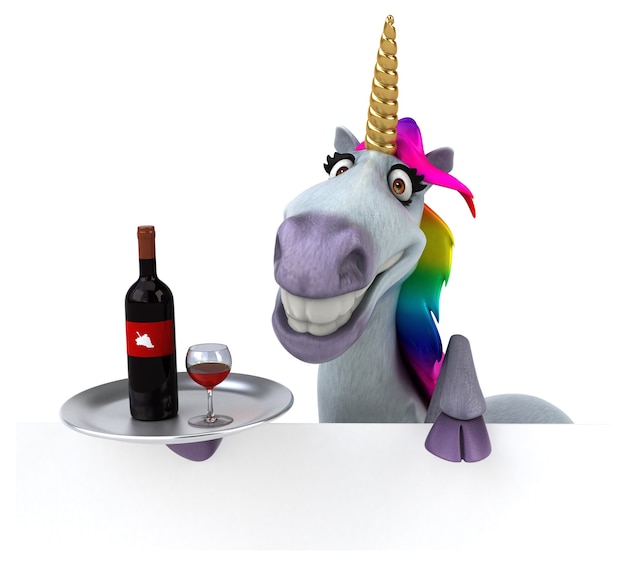 Fun unicorn - 3D Illustration