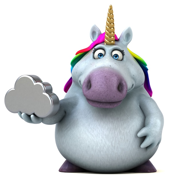 Unicorno divertente - illustrazione 3d