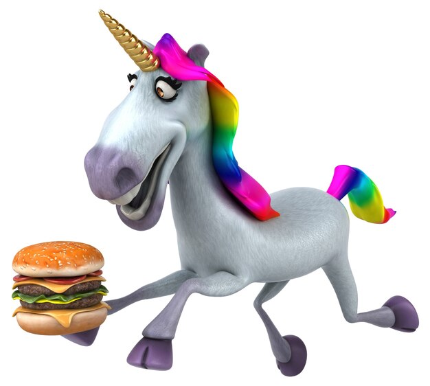Fun unicorn - 3d illustration