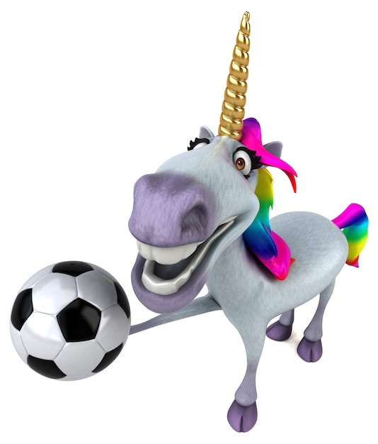 Fun unicorn with football ball