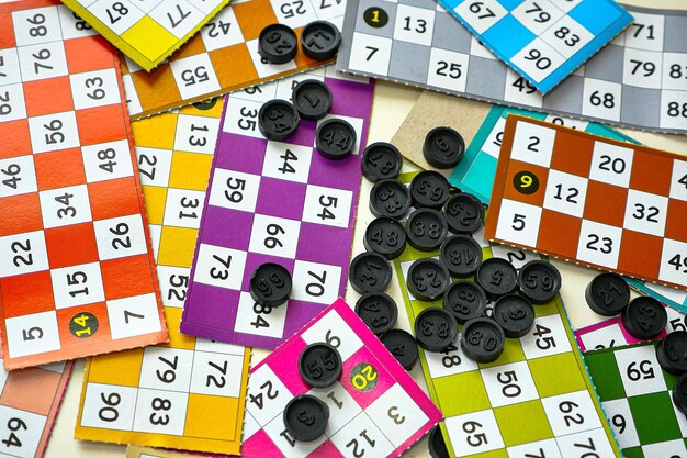 Photo fun of the winter months and the new year39s bingo game parts closeup bingo game