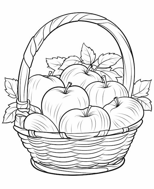 Fun with Lowercase 'a' Cartoon Coloring Page for Kids Basket of Apples