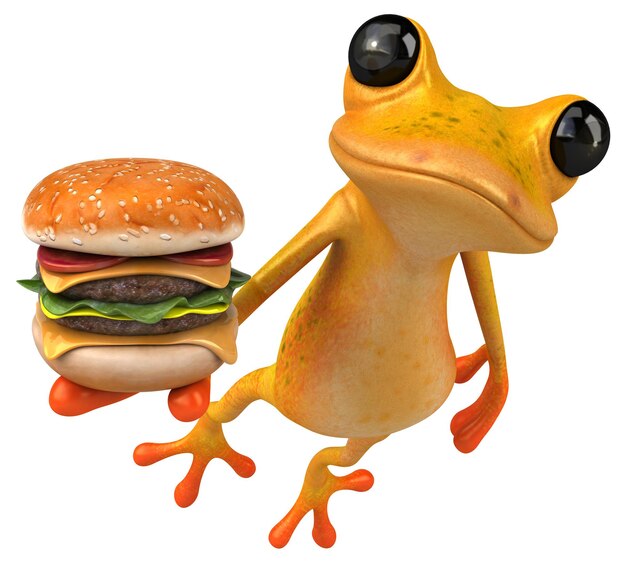 Fun yellow frog - 3D Illustration