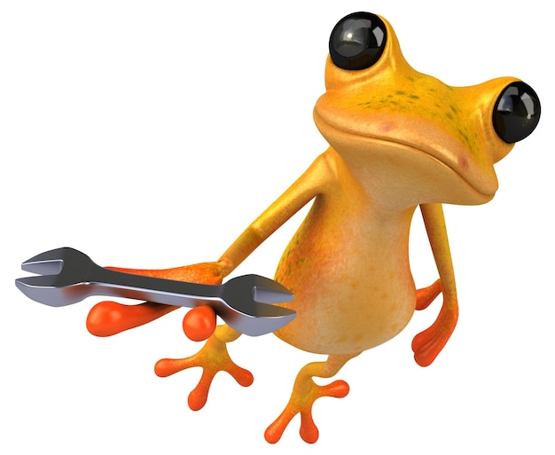 Fun yellow frog 3D Illustration